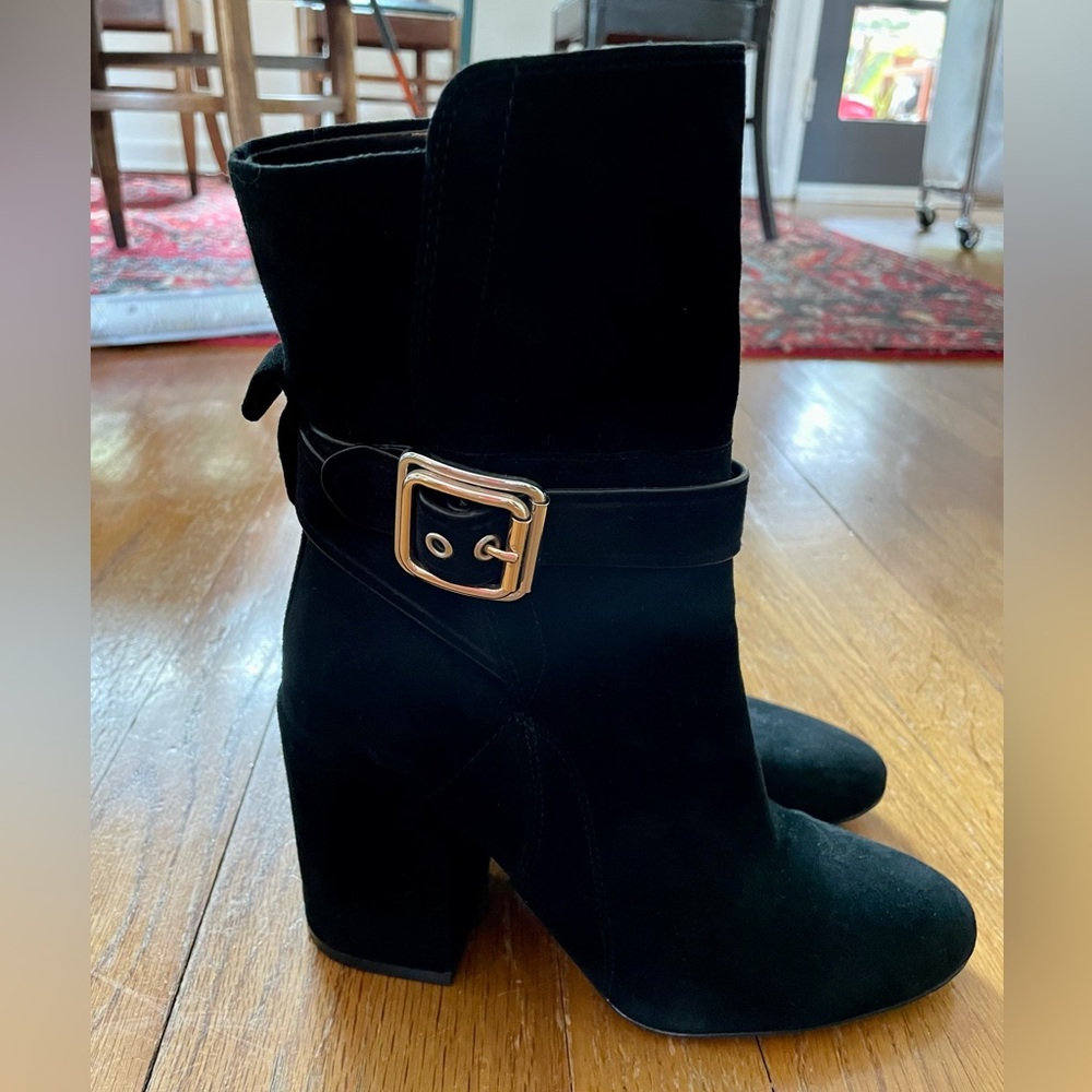 Vince Camuto block heel booties with buckle